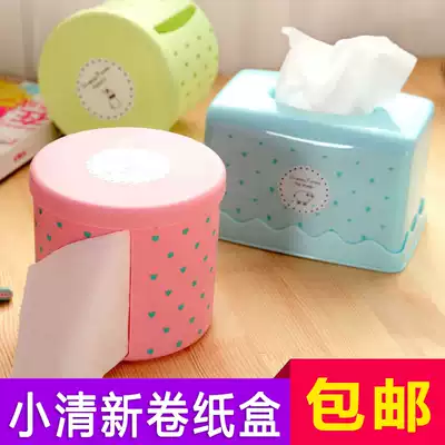 Desktop creative cute roll sanitary paper tube cylinder napkin storage box extraction toilet paper roll sanitary paper box living room cosmetic room tissue box