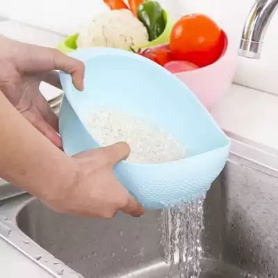 Thickened rice washing rice sieve leaking plastic rice basin basket kitchen drain basket washing basket vegetable washing basin artifact