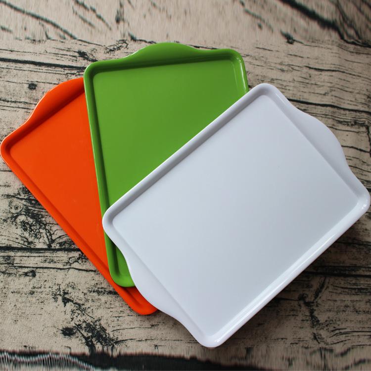 Cross-border binaural tray super thick color melamine plastic tray food tableware hotel kindergarten dinner plate Montani teaching