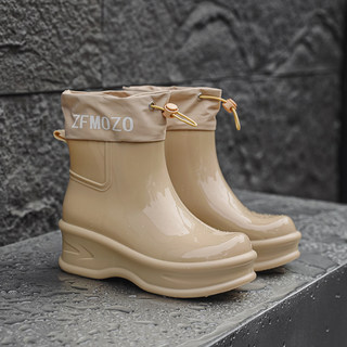 Stylish thick-soled waterproof short rain boots with inner height rain boots