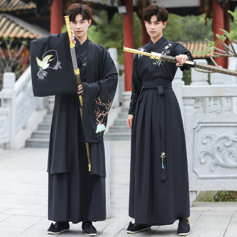 Everyday Large-Size Hanfu for Men, Ancient Style Chinese Clothing, Scholar and Warrior Costumes, Student Class Uniforms, Performance Outfits for Summer