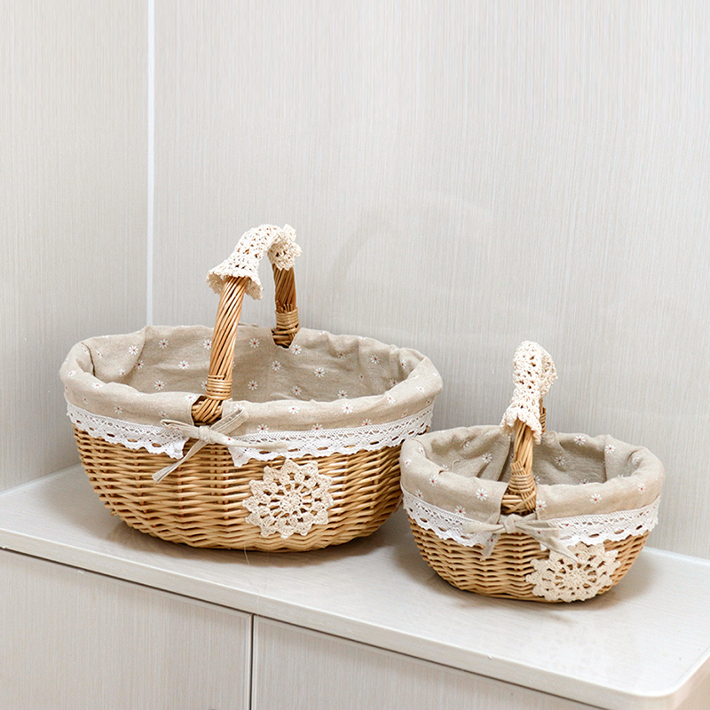 Zhang Xiao ran Liu rattan woven basket portable basket egg fruit basket gift woven basket shopping basket picnic basket snack storage