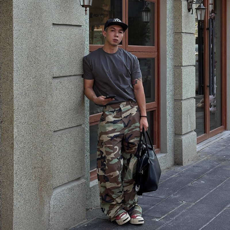 Injo1 X Rsnenlb American Retro Loose Outdoor Straight Embroidered Workwear Camouflage Pants Injo1 X Rsnenlb American Retro Loose Outdoor Straight Embroidered Workwear Camouflage Pants
