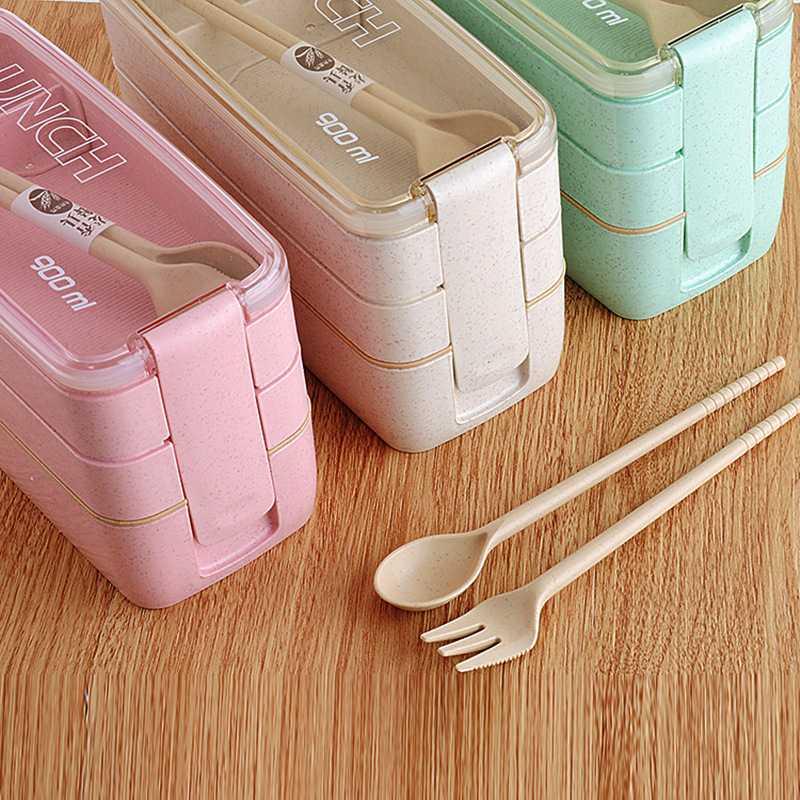 Lunch Box Bento Food Container Eco-Friendly Wheat Straw