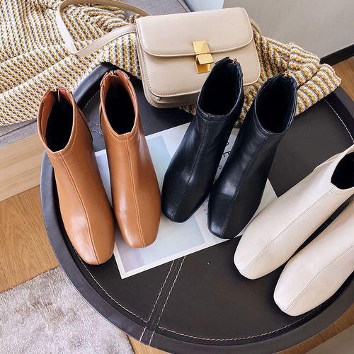 Martens, короткие сапоги на каблуке, летние тонкие универсальные ботинки с квадратным носком, популярно в интернете, подходят для весны и осени, широкий устойчивый каблук