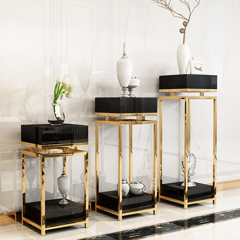 Simple golden light luxury stainless steel flower stand living room balcony floor-to-ceiling flowers a few indoor and outdoor decorations wrought iron flower pots