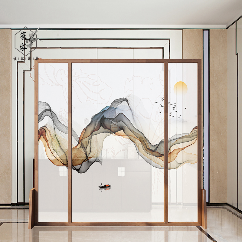 Screen partition porch living room new Chinese style solid wood mobile simple modern office hotel light luxury block screen