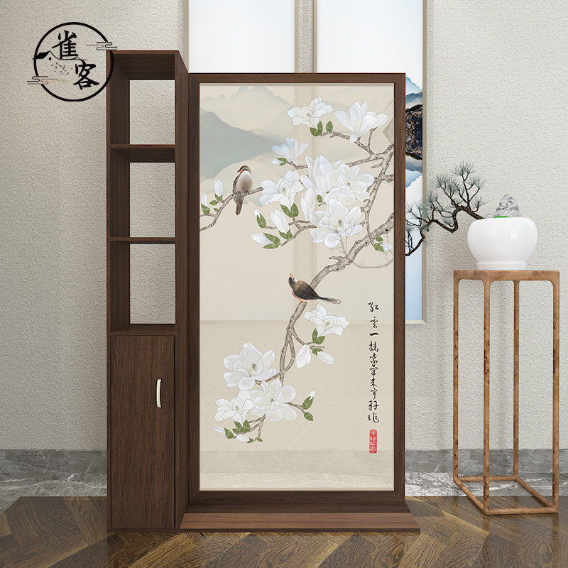 Living room entry porch cabinet new Chinese style screen partition home shelf solid wood blocking small apartment bedroom seat screen