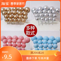 50 Golden Balls Silver Balls Cake Decoration Pendulum Pieces Nets Red Color Balls Birthday Baking Plug-in Round Balls Dress Accessories