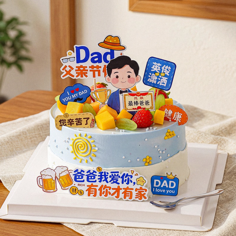 Father's Day Cake Decoration 2026: Handsome and Stylish Dad, I Love You, Happy Father's Day, Male Idol Baking Topper