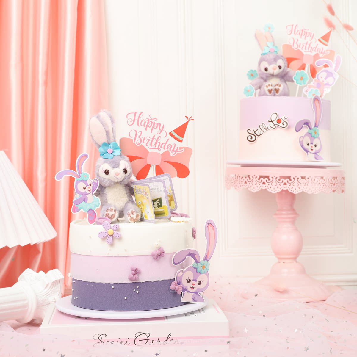 Net Red Purple Plush Rabbit Birthday Cake Decoration Small Red Book Purple Rabbit Little Princess Girl Dessert Dress