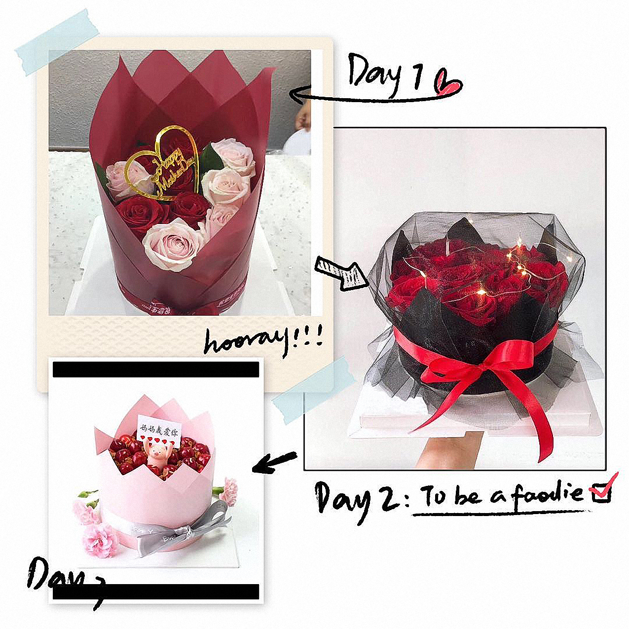 Net Red Valentine's Day Cake Decoration Black Yarn White Yarn Rose Flowers Mother's Festival 520DIY Queen Foggy Face Paper Dress