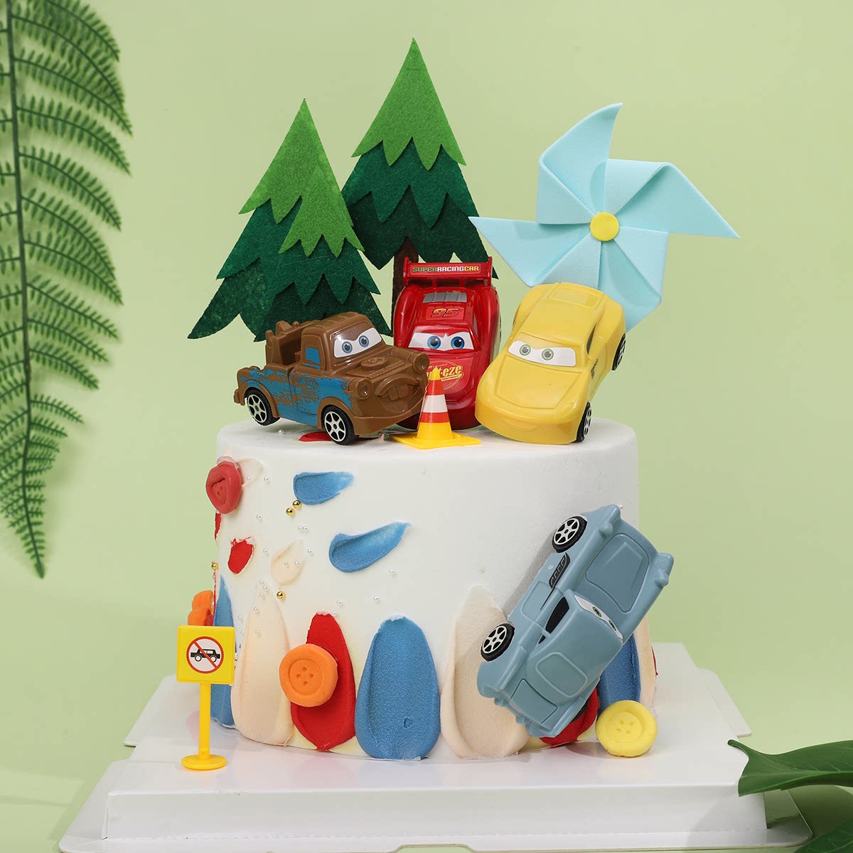 Cartoon Toy Baby Small Car Cake Decoration Swing Accessories Big Running Cop Car Freaks Boy Birthday Sweet Terrace Plugin