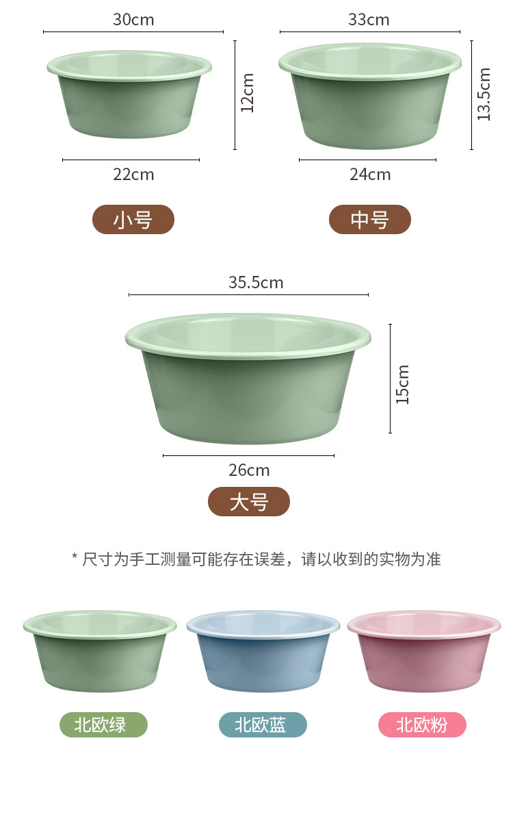 加厚家用洗脸盆洗衣服大小号学生宿舍多用盆洗衣盆圆形耐用塑料盆详情11