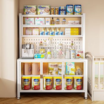 Baby feeding table storage cabinet baby products storage rack toy milk powder can floor-standing multi-layer organizing storage cabinet