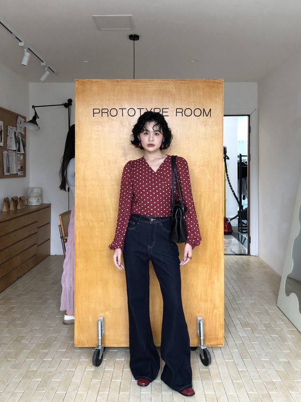 Thewavy Early Spring Chic Fashion Retro Design Tie-Waist Slimming Elegant Blouse