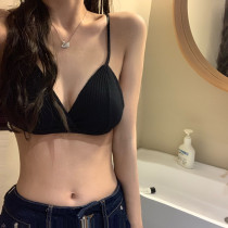 Summer French triangle cup underwear ladies no ring thread pregnant women bra sexy strapless gathered thin bra