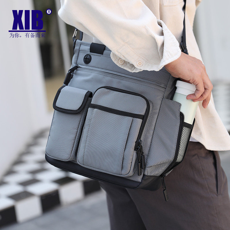 XIB men's bag shoulder bag canvas casual men's bag multifunctional portable messenger bag Oxford cloth waterproof bag