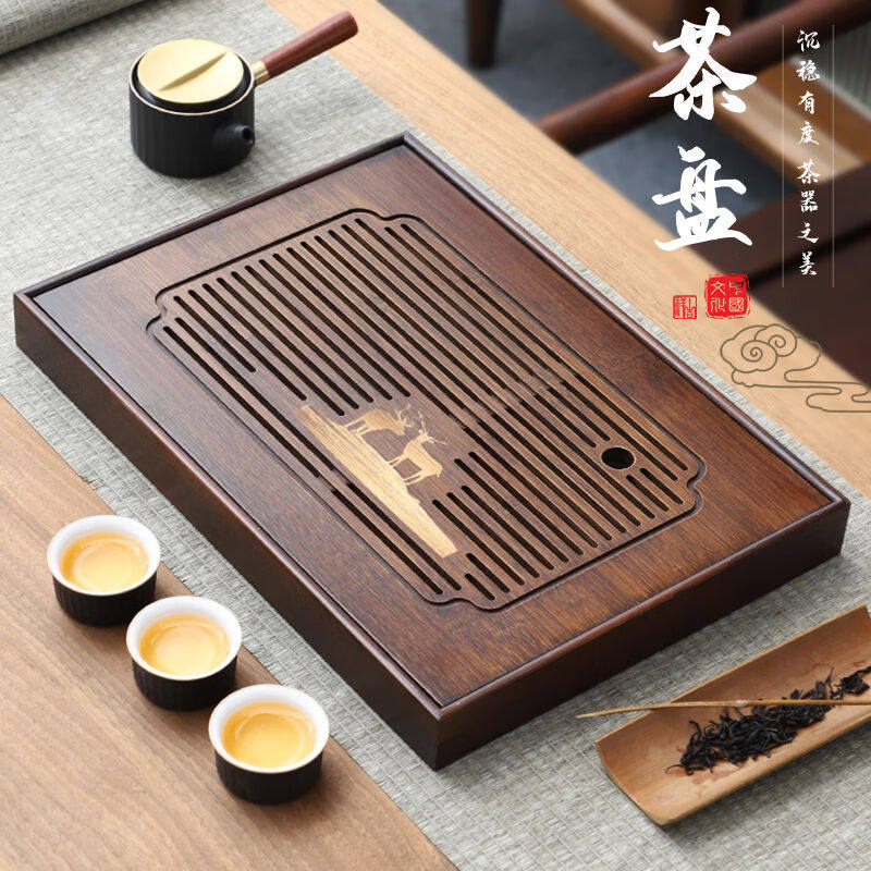 Yaman tea plate Chinese office kung fu tea tray simple bamboo tea table asphalt disc has you - big