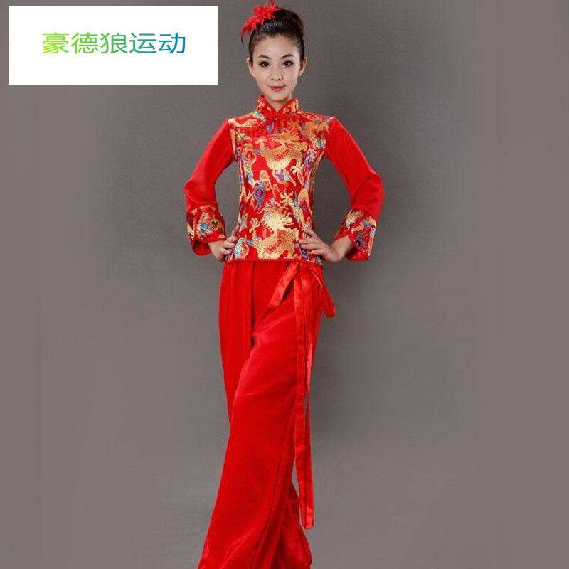 Performance of the new square dance dress Rice Sprouts song costumes to serve women's new middle aged fan dance folk dance suit jacket 