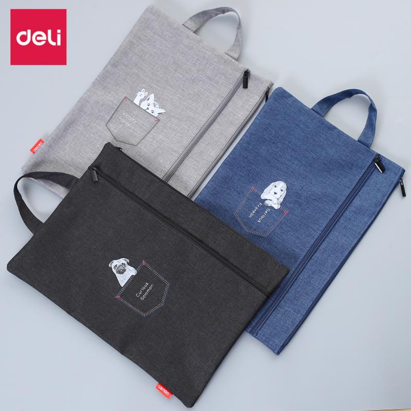 A4 Zip bag students use multi-layer canvas package waterproof large capacity thick Oxford cloth small fresh handbag bag Han edition business paper bag students test pad bag