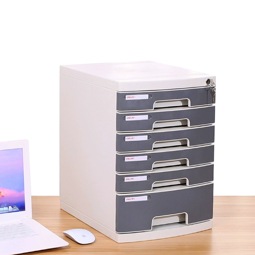Deli Desktop File Cabinet Office с пластиковым замком пластикового шкафа с утолщенным шестиверительными архивными шкафами A4 Классификация ящика данных, семислойные большие кассовые принадлежности для хранения.
