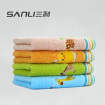 Sanli towel Childrens face towel Pure cotton household cartoon soft baby cotton absorbent childrens towel 5 pieces