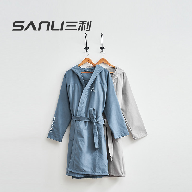 Five-star hotel leisure bathrobe cotton absorbent quick-drying bathrobe women's thin sweat steaming clothes lovers men's robe summer