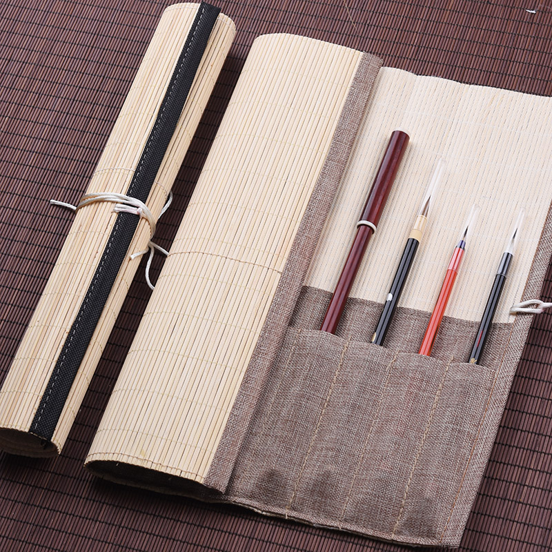 Pen-curtain brush pen Pen Curtain Pen couplets Ancient Wind Bamboo Containing brush pen Brush Pen curly pen with Calligraphy Country Painting Art Kit Special Pen of Fine Arts Chinese Wind Bamboo Art Bamboo Art Chinese Painting Bag