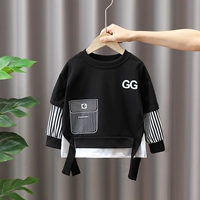 Осенняя детская весенняя черная толстовка для мальчиков, детская одежда