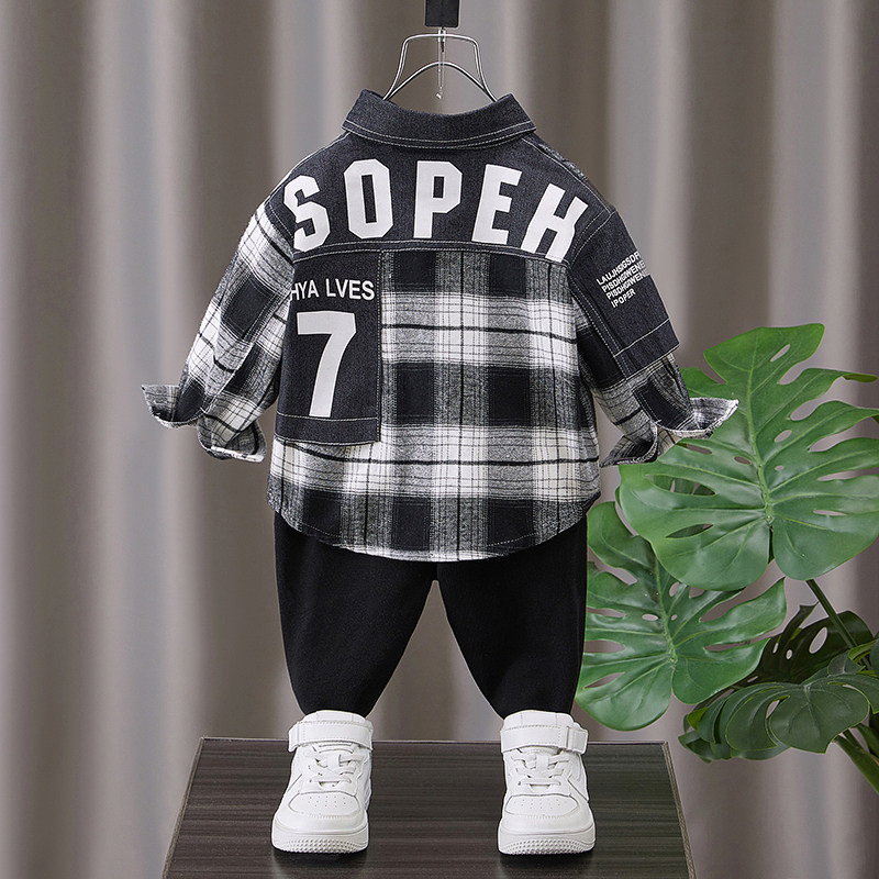 Boys' shirts 2022 new autumn children's spring and autumn long-sleeved fried street jacket boys casual plaid shirt jacket