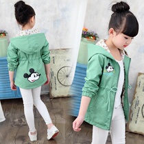 Girl Spring Autumn Jacket 2022 New Autumn Clothing Children CUHK Windfall Children Foreign Air Fall Blouses Outside Wearing Thin