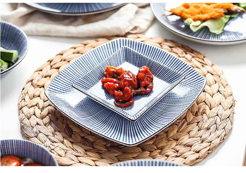 Japan imports ceramic is highly home blue grass analyzes ten creative steak dish Japanese dish fish sushi plate