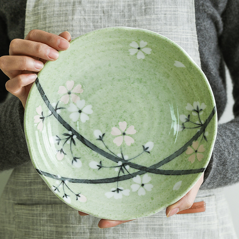 The fawn field'm light ink sakura Japanese imported from Japan and wind under glaze color porcelain Japanese dishes