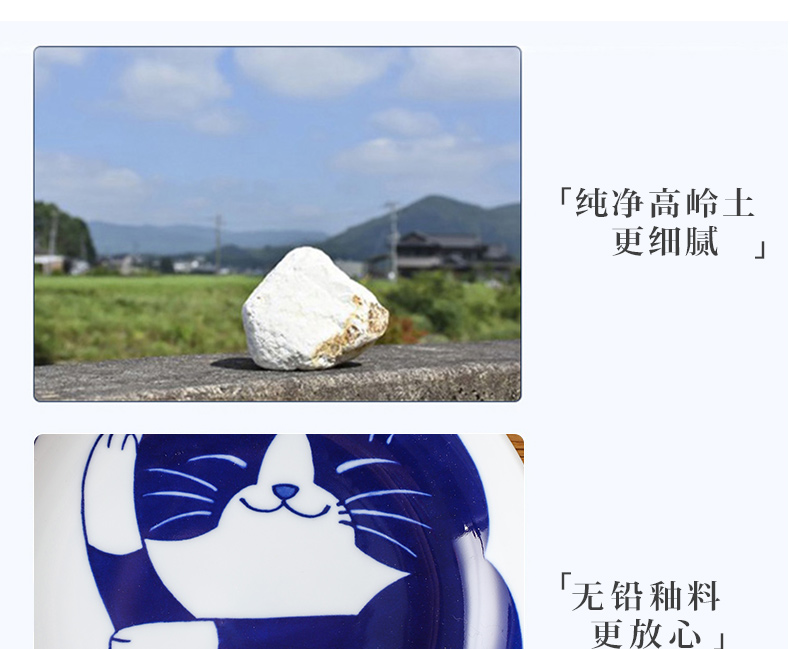 Japan imports ceramic bowl express cat pattern is 19.5 cm in shallow dish dish dish dish word "dumpling"