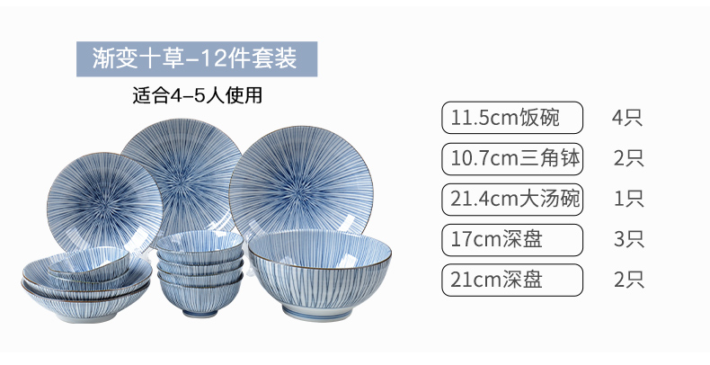 The fawn field'm Japanese imports of ceramic tableware gradient ten grass 2 people eat dishes suit Japanese bowl plate tableware