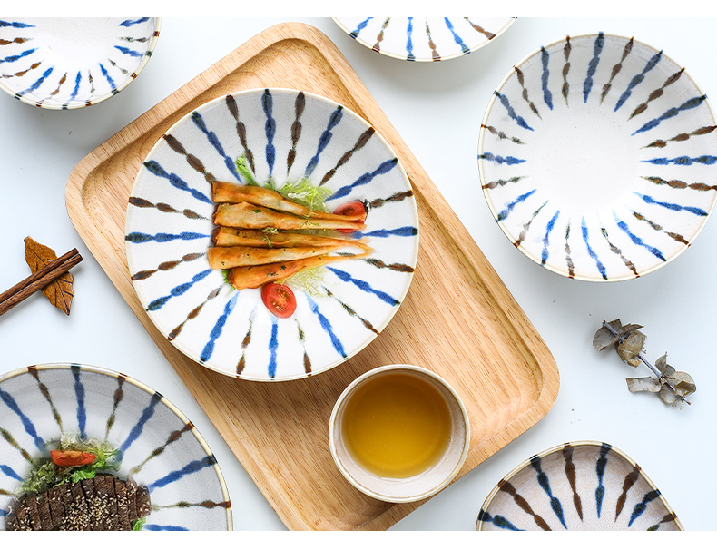 Japan 's imports of ceramic tableware bamboo grass ten Japanese dishes suit household to eat bread and butter plate