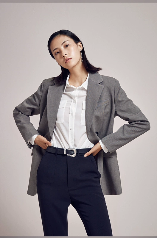 WXS Infinite Women Spring 2020 Áo kẻ sọc mới Houndstooth Một nút kiểu Anh - Business Suit