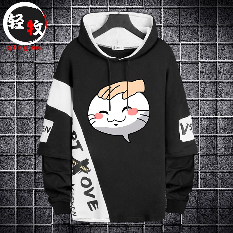 Naruto Mobile Game Dueling Arena Expression Provocative Head-Scratching Hooded Sweatshirt for Men and Women Students, Long-Sleeve Loose Hoodie Trendy Naruto Mobile Game Dueling Arena Expression Provocative Head-Scratching Hooded Sweatshirt for Men and Women Students, Long-Sleeve Loose Hoodie Trendy