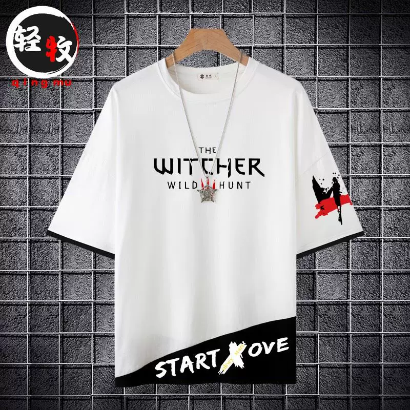 The Witcher 3 Wild Hunt The Witcher Geralt Warrior Clothes Anime Men and Women Summer Short Sleeve T-shirt Half-sleeve Top