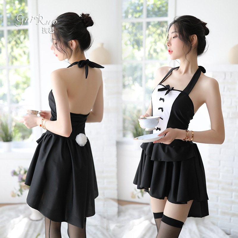 Sexy Maid Costume Maid Character Emotional Student Suit Cosplay Secretary Uniform Hanging Neck Seductive Nightclub Riot