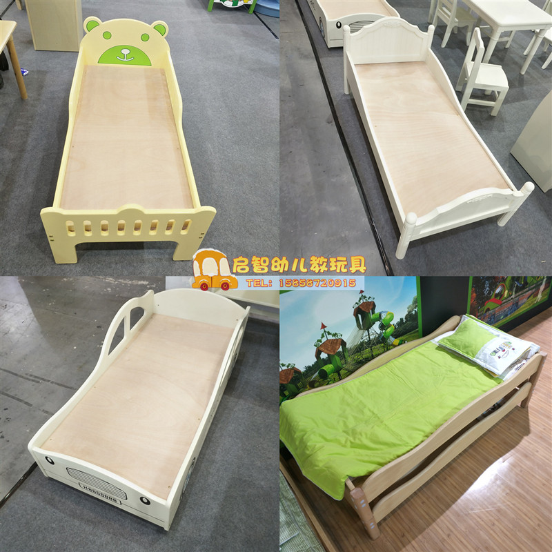 Kindergarten solid wood children's bed single bed lunch break bed out of bed afternoon care wooden small bed folding bed nap bed