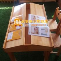 Kindergarten childrens early education complete set of tables and chairs learning table Pinus sylvestris reading table library reading table paint desk