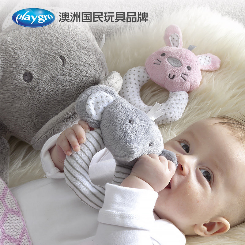 Playgro baby soothing music rattle puzzle plush doll easy to grasp and easy to hold baby sleep artifact