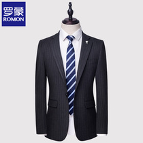 Romon casual suit mens coat trend slim handsome two-piece suit suit mens suit British style wedding dress