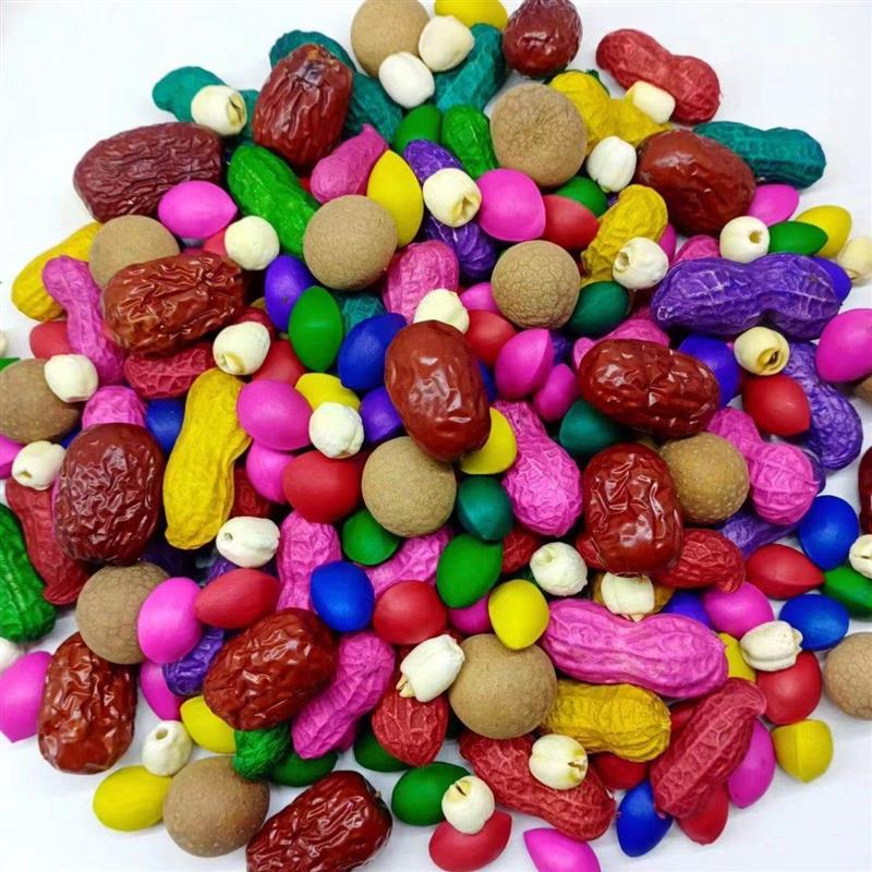Five Colors Dyed White Fruits Wedding Supplies Five Seeds Fruits Dyed Peanuts Dried Fruits Early Birth Your Wedding Bed Pendulum-Taobao