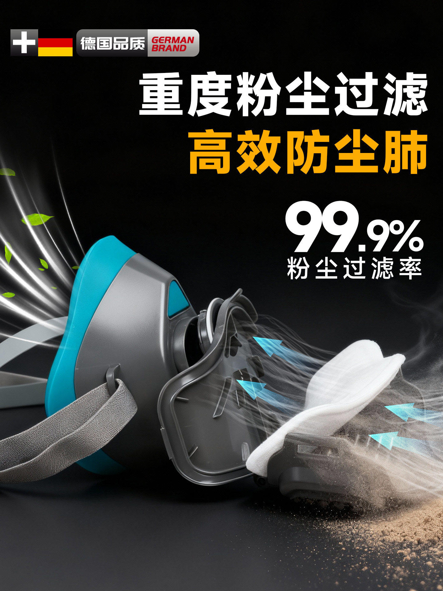 German Anti-Dust Mask for Severe Dust Exposure, Industrial Anti-Dust Mask, Genuine Product, Easy Breathing Dust Protection Mask