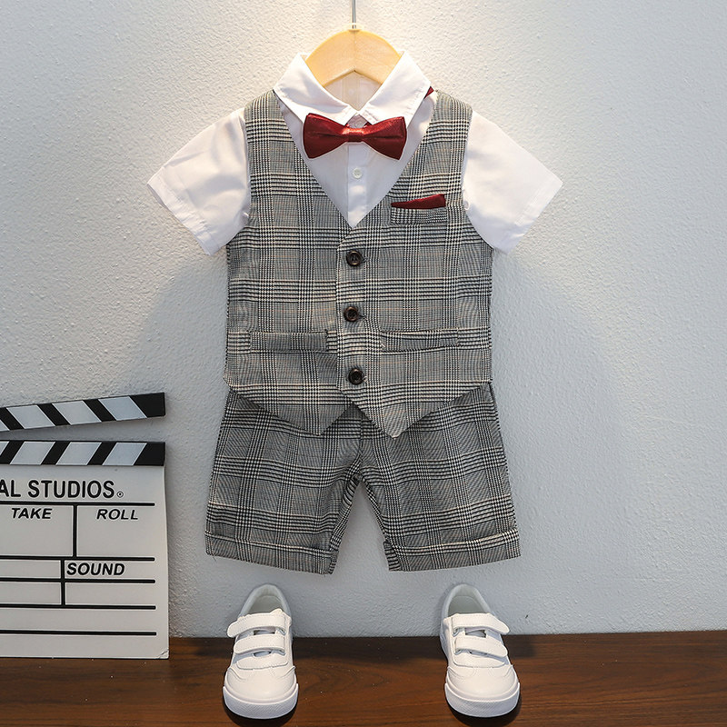 Boys dress host catch week performance clothes children's summer suit baby birthday small suit wedding performance clothes