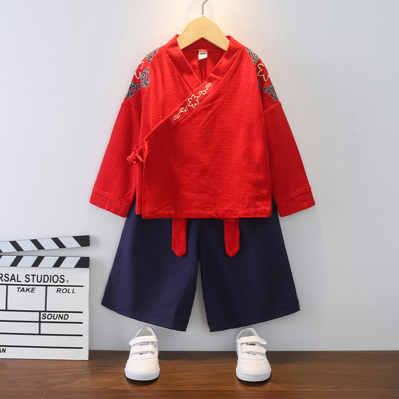 Boys Hanfu children's spring and autumn Chinese style improved ancient style Tang suit male baby kindergarten costumes thin spring clothes
