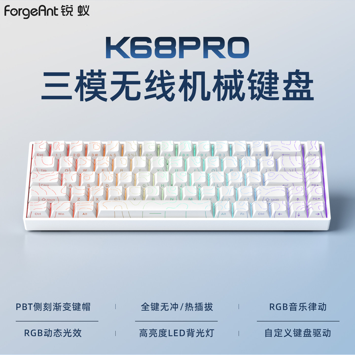 Беспроводная механическая клавиатура ForgeAnt Ruiyi K68 Pro RGB